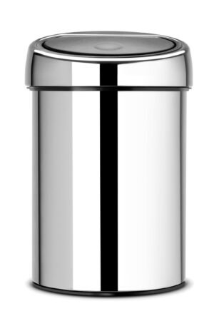 Brabantia Touch Bin roskakori 3 litraa, seinään kiinnitettävä kiiltävä teräs