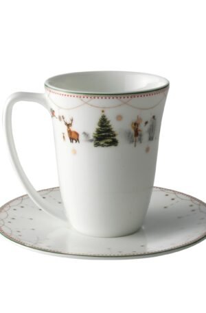 Wik & Walsøe Julemorgen kuppi ja aluslautanen 20 cl valkoinen