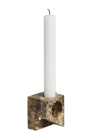 Woud Jeu de dés 2 -kynttilänjalka marmori Ruskea