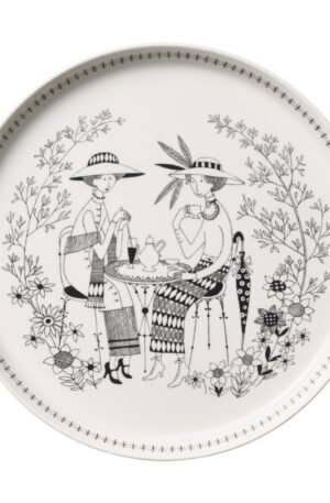 Arabia Emilia lautanen Ø 24 cm Musta-valkoinen