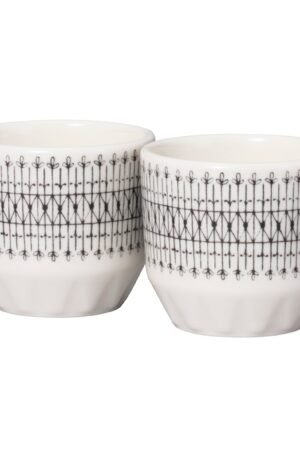 Arabia Emilia munakuppi 4 cl 2-pakkaus Musta-valkoinen