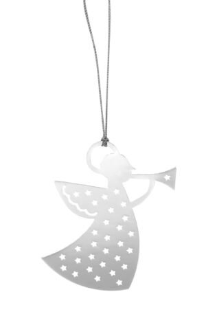 Pluto Design Pluto joulukoriste metalli trumpettienkeli, hopeanvärinen