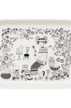 Arabia Emilia lautanen 15x19 cm Musta-valkoinen