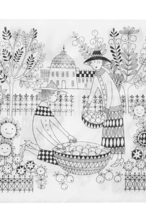 Arabia Emilia paperinen lautasliina 33x33 cm 20-pack Musta-valkoinen