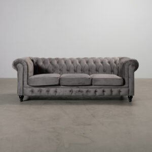 Chesterfield Lyx 3-istuttava samettisohva harmaa