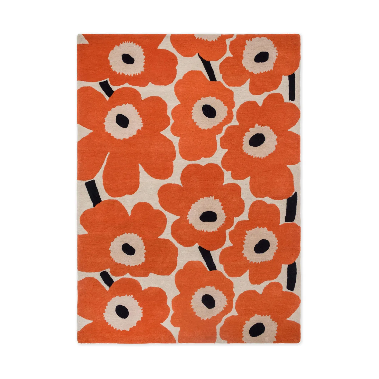 Marimekko Unikko villamatto Orange Red, 170x240 cm