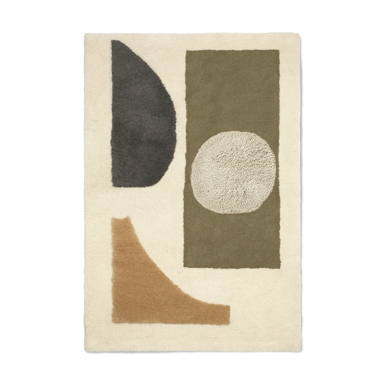 Ferm Living Bloco tuftattu matto Green-off white, 120x180 cm