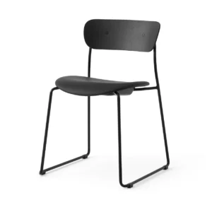 &Tradition Pavilion AV52 tuoli verhoiltu istuinosa Black-Noble leather Black