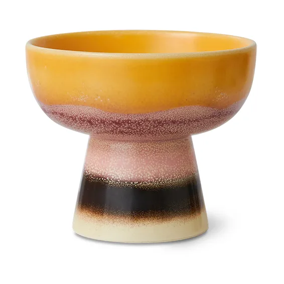 HKliving 70's tapaskulho jalalla S Ø11x9,5 cm Aurinkovarjo