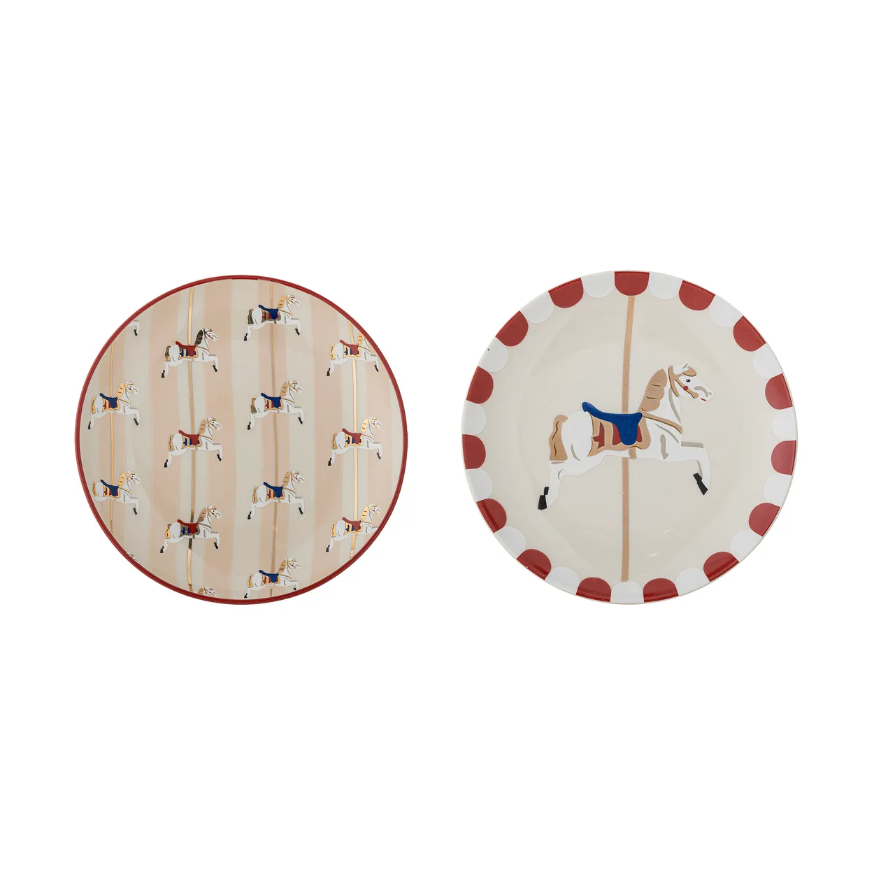 Bloomingville Merry-go-round lautanen Ø16 cm 2 osaa Beige-punainen