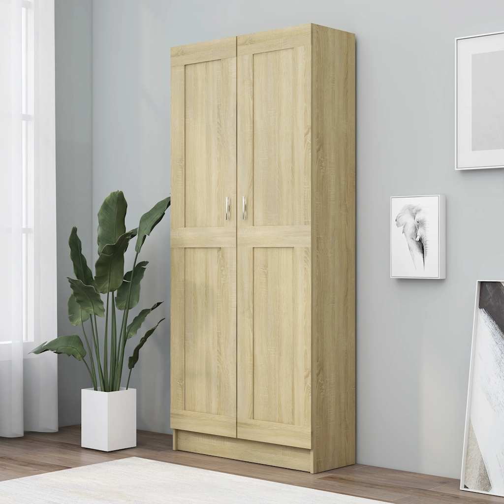 vidaXL Kirjahylly Sonoma-tammi 82,5x30,5x185,5 cm tekninen puu