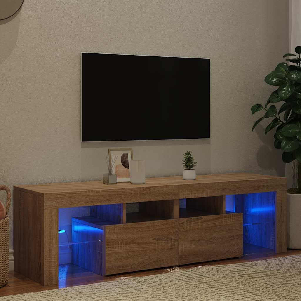 vidaXL TV-taso LED-valoilla Sonoma-tammi 140x36,5x40 cm