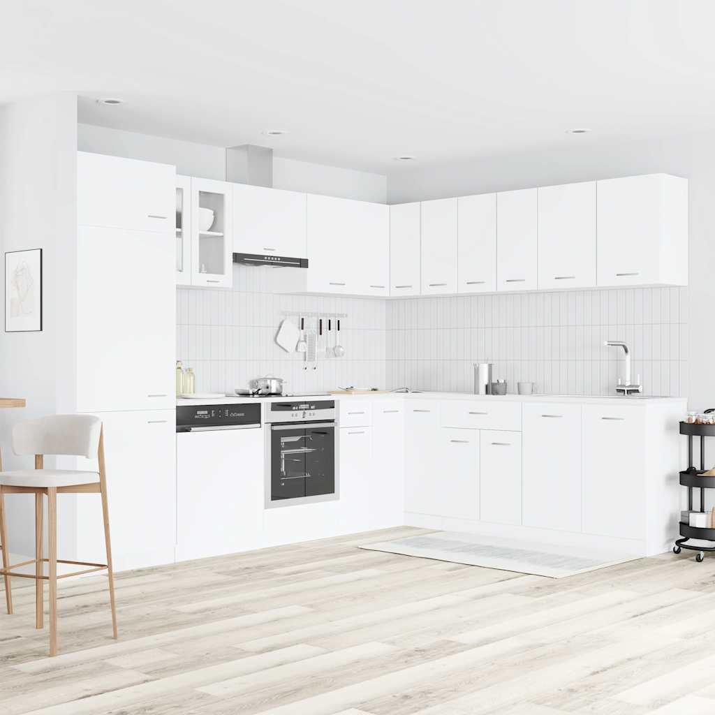 vidaXL 14-osainen keittiön kaappisetti "Lyon" valkoinen tekninen puu