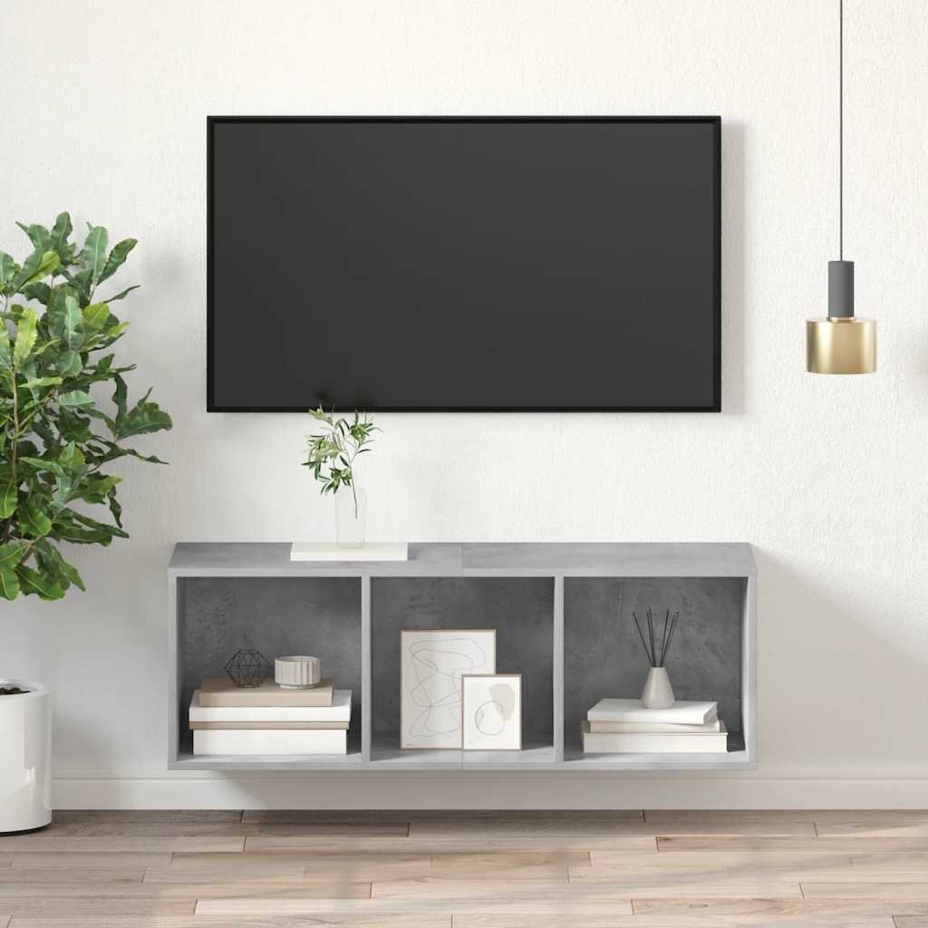 vidaXL Seinäkiinnitettävä TV-taso harmaa 37x37x107 cm tekninen puu