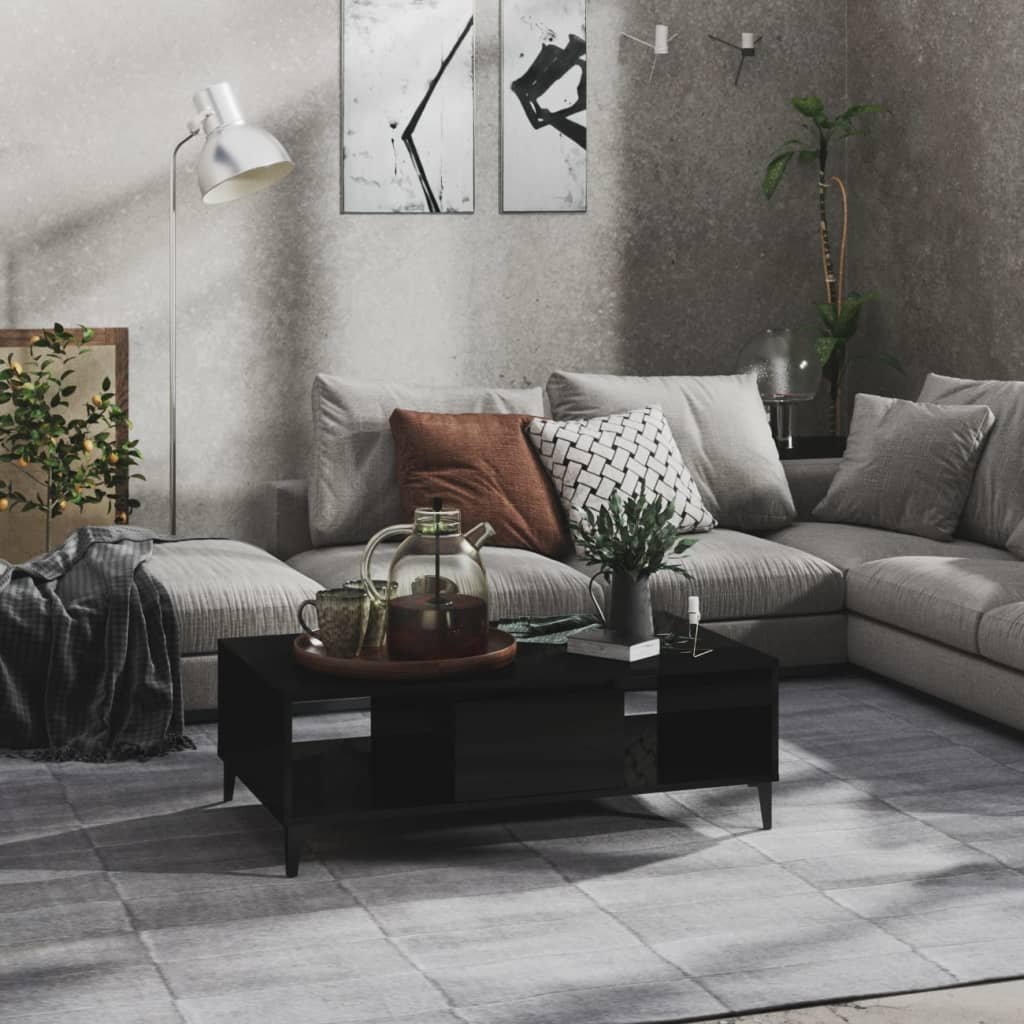 vidaXL Sohvapöytä korkeakiilto musta 103,5x60x35 cm tekninen puu