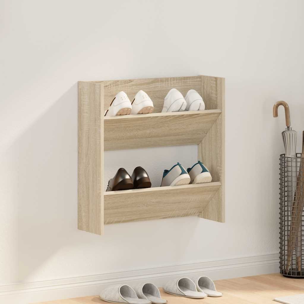 vidaXL Seinäkenkäkaappi Sonoma-tammi 60x18x60 cm lastulevy