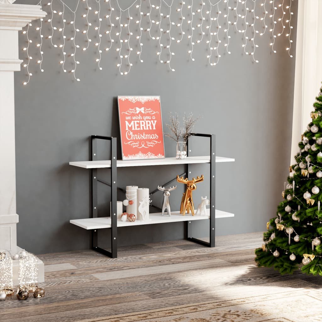 vidaXL 2-tasoinen kirjahylly valkoinen 100x30x70 cm tekninen puu