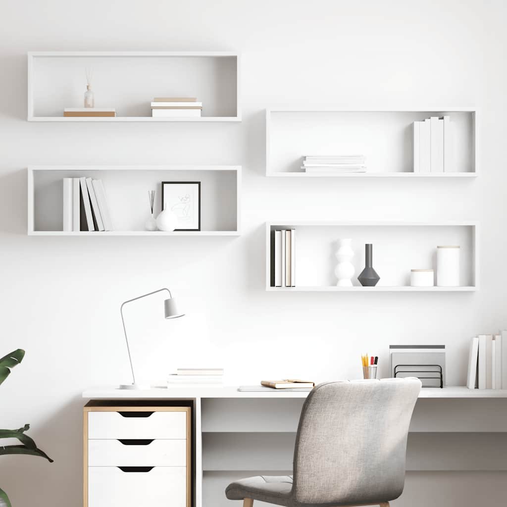 vidaXL Kuutioseinähyllyt 4kpl valkoinen 80x15x26,5cm teknisestä puusta
