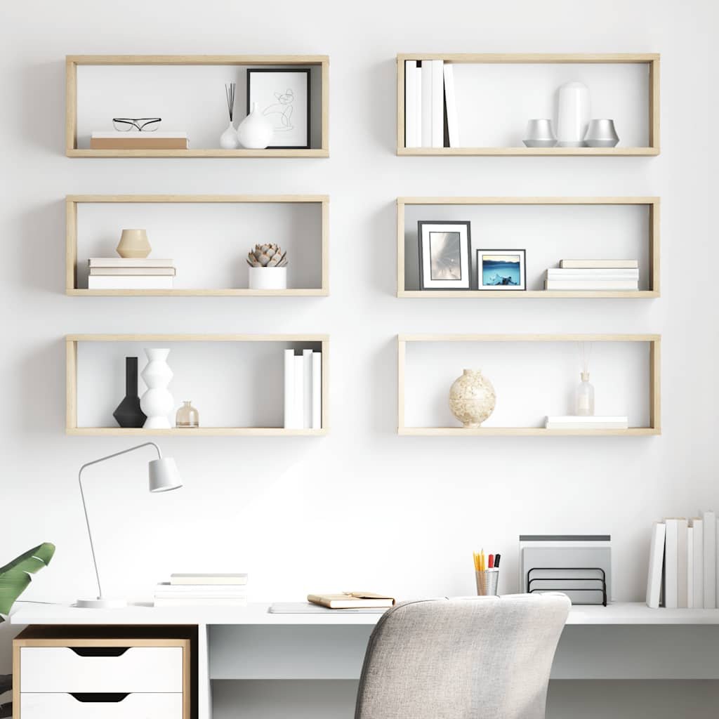 vidaXL Kuutioseinähyllyt 6 kpl Sonoma-tammi 60x15x23 cm tekninen puu