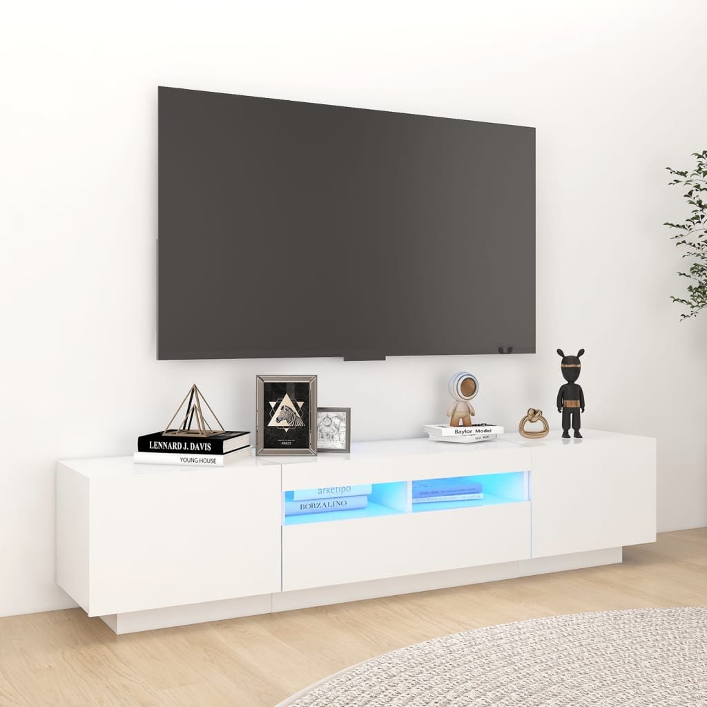 vidaXL TV-taso LED-valoilla valkoinen 180x35x40 cm