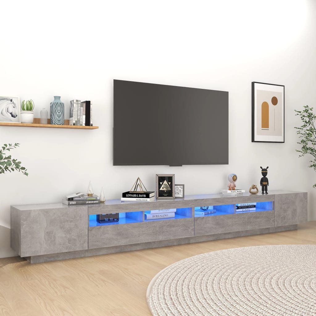 vidaXL TV-taso LED-valoilla betoninharmaa 300x35x40 cm