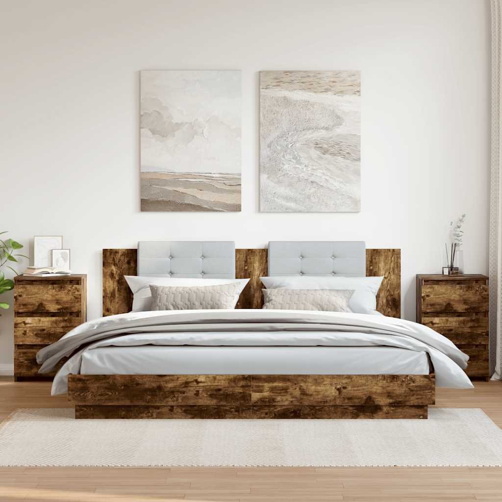 vidaXL Yöpöydät 2 kpl savutammi 40x35x62,5 cm tekninen puu