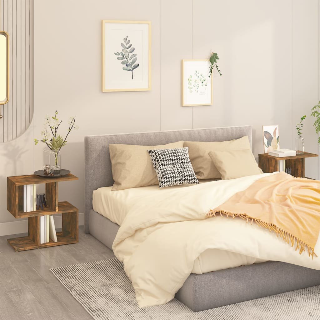 vidaXL Yöpöydät 2 kpl savutammi 50x30x51,5 cm tekninen puu