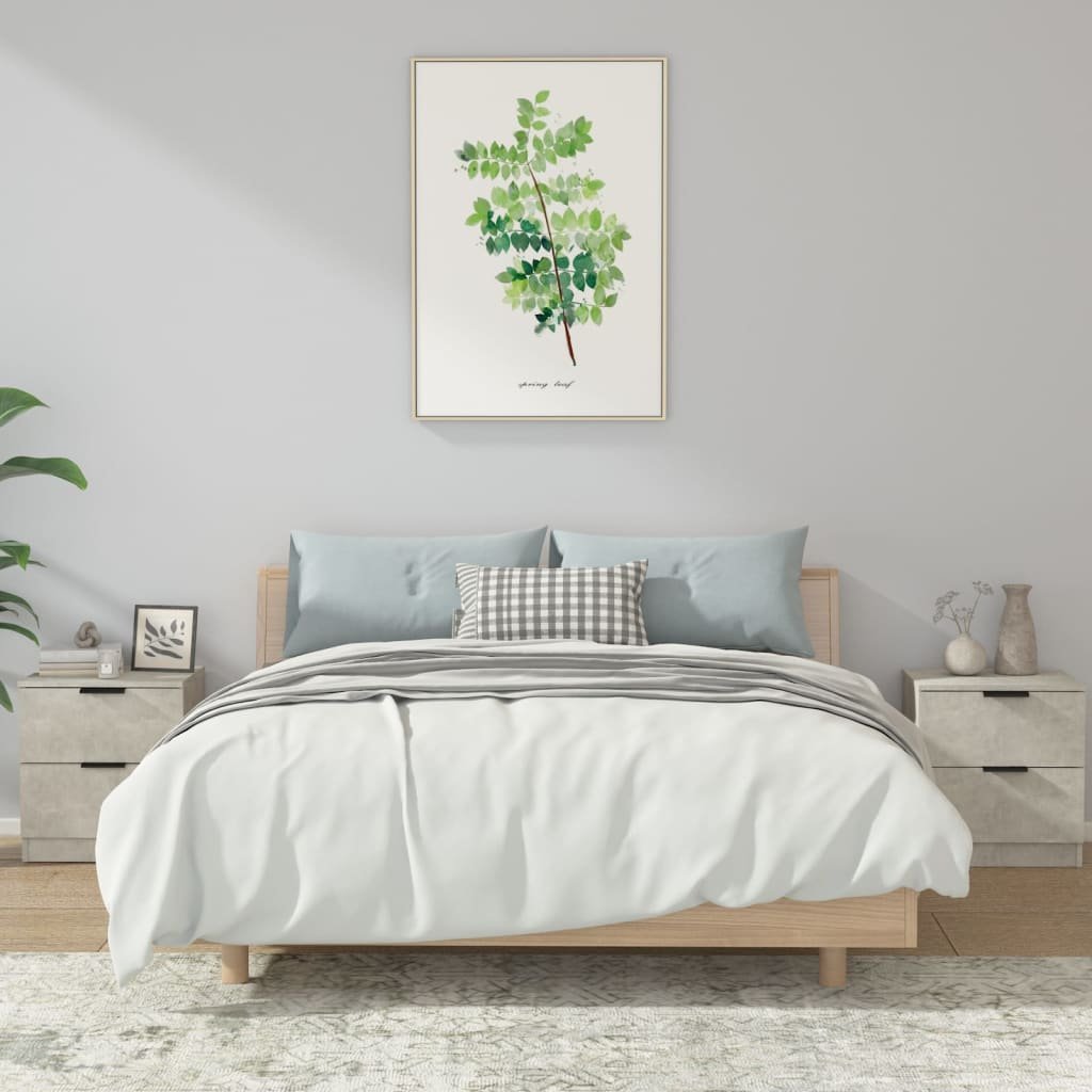 vidaXL Yöpöydät 2 kpl betoninharmaa tekninen puu