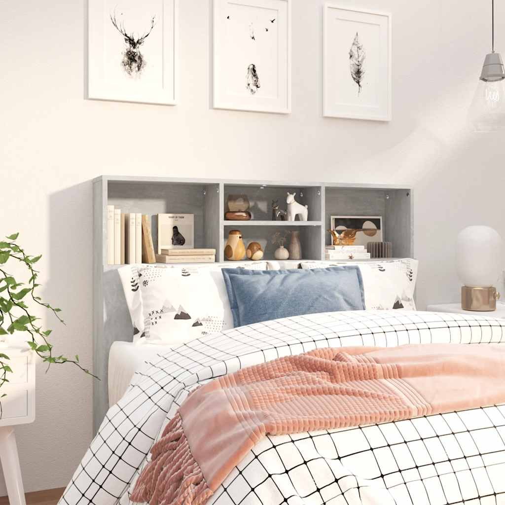 vidaXL Sängynpääty säilytystilalla betoninharmaa 120x19x103,5 cm