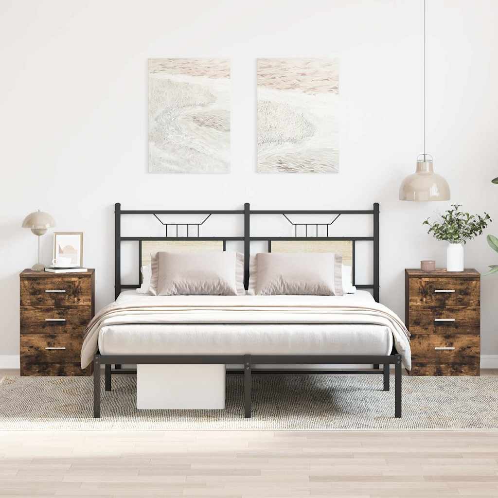 vidaXL Yöpöydät 2 kpl savutammi 38x35x56 cm tekninen puu