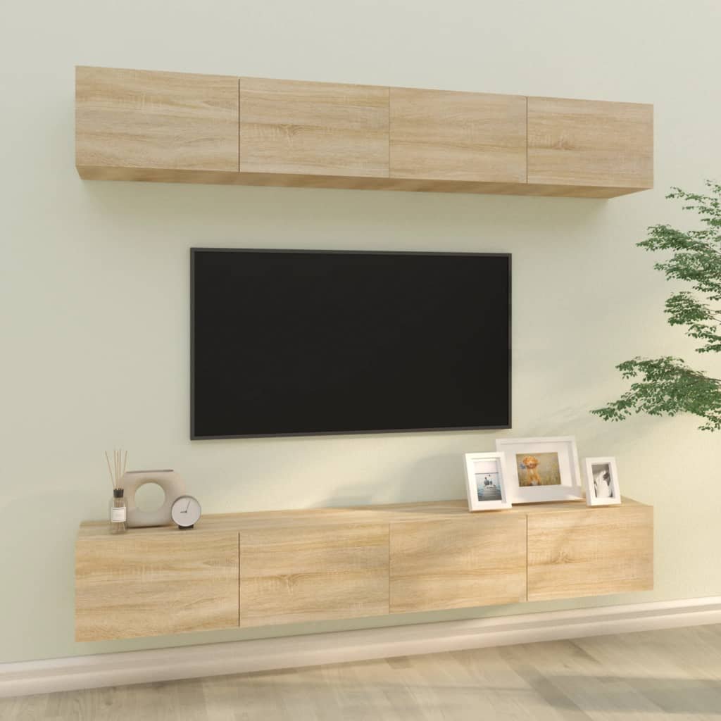 vidaXL TV-seinäkaapit 4 kpl Sonoma-tammi 100x30x30 cm