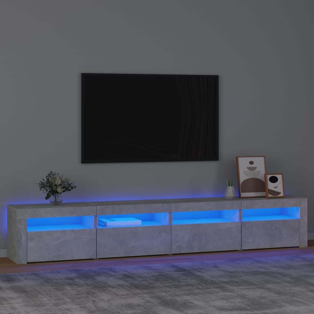 vidaXL TV-taso LED-valoilla betoninharmaa 240x35x40 cm