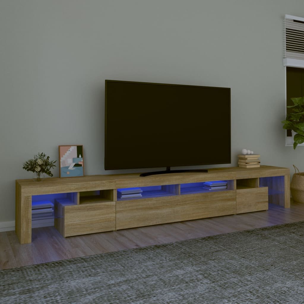 vidaXL TV-taso LED-valoilla Sonoma-tammi 260x36,5x40 cm
