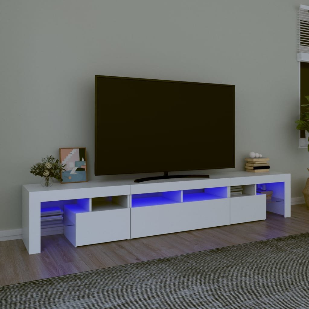 vidaXL TV-taso LED-valoilla valkoinen 230x36,5x40 cm