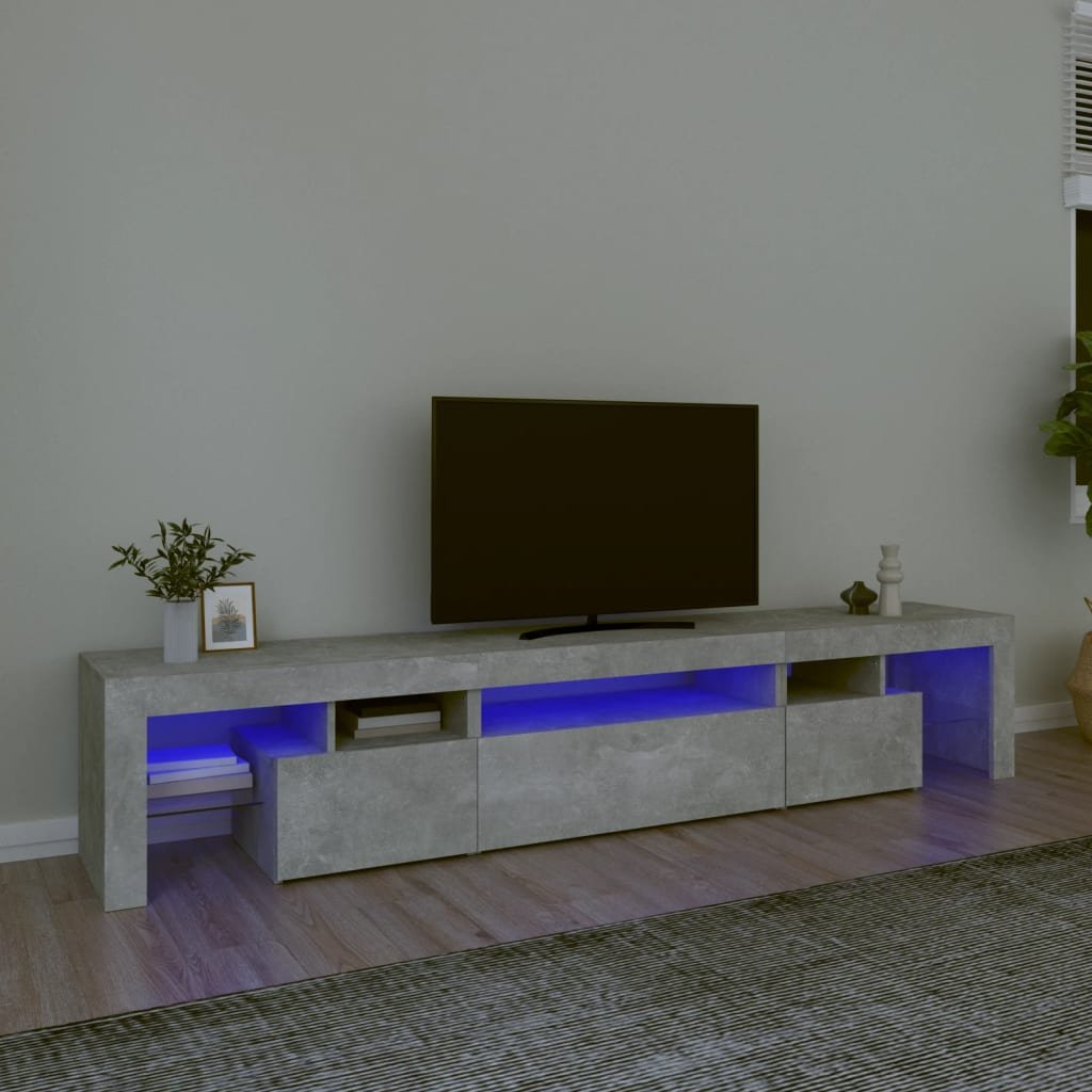 vidaXL TV-taso LED-valoilla betoninharmaa 215x36,5x40 cm