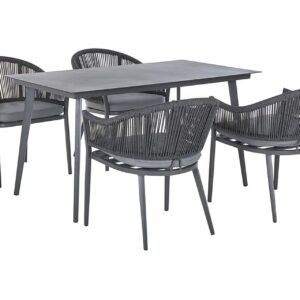 Puutarhasenkki Pöytä ja 4 tuolia Alumiini MILETO - Harmaa