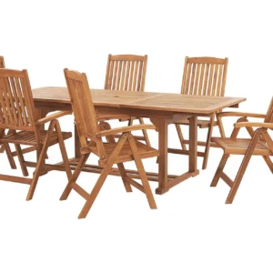 Puutarhakalusteet Pöytä ja 6 tuolia JAVA - Puu/Luonnonväri