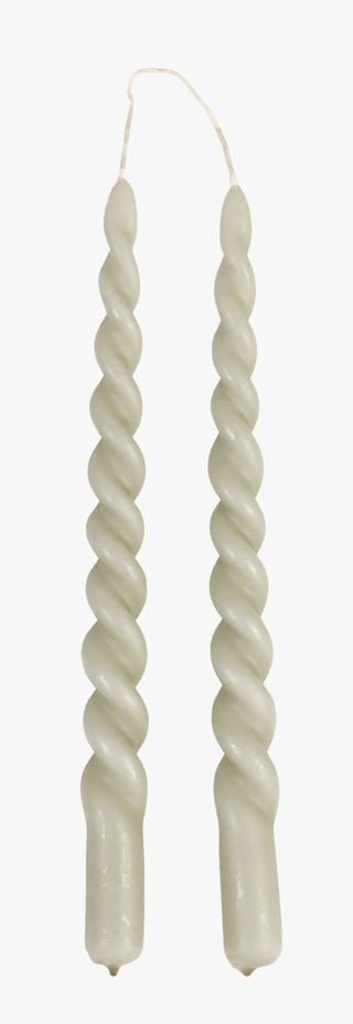 Twisted 2pk kruunukynttilä vaaleanvihreä