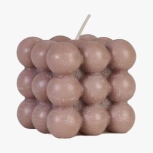 Bubble square koristekynttilä beige