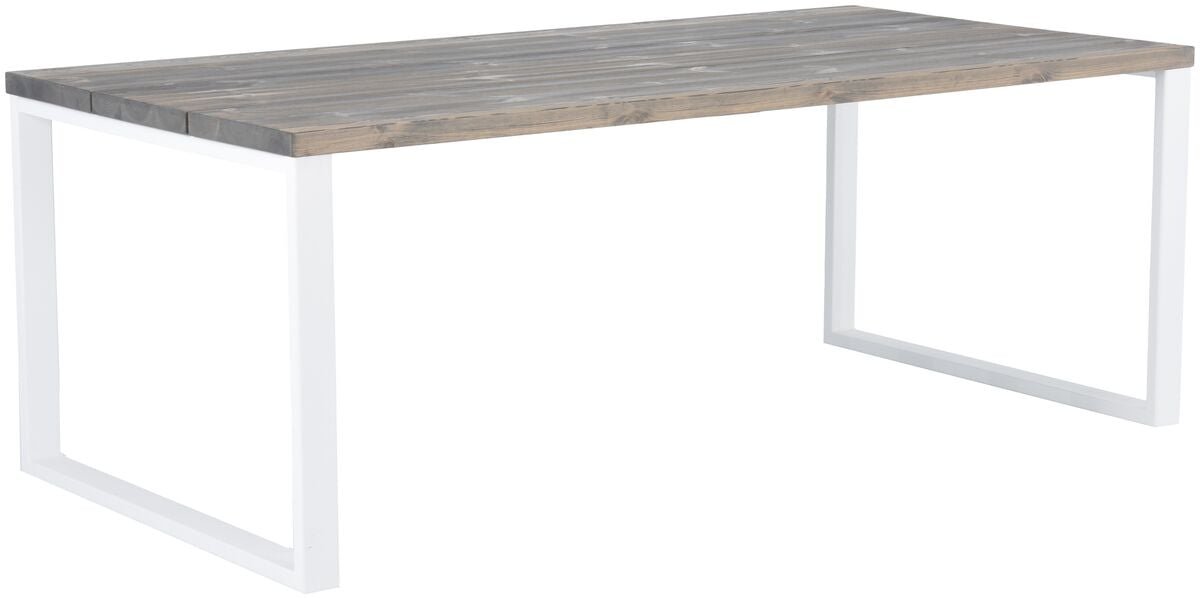 Ruska terassiruokapöytä 200x100 cm harjattu ja lakattu mänty savunharmaa/valkoi