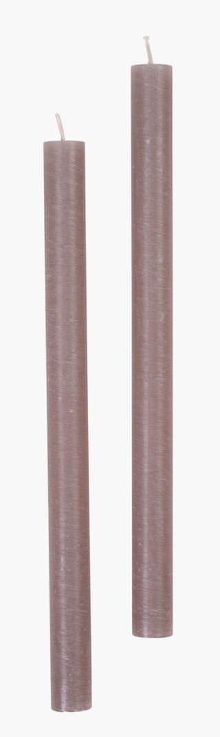 Rustikk 2pk kruunukynttilä beige