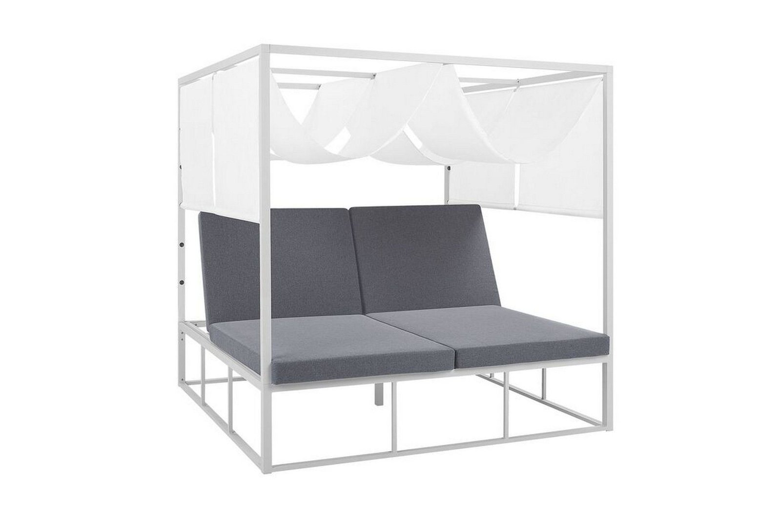 Aurinkosänky Pallanza katoksella Valkoinen/Harmaa -