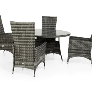 Ruokailuryhmä Thor Ø140 + 4 Jenny Säädettävää Nojatuolia - Harmaa