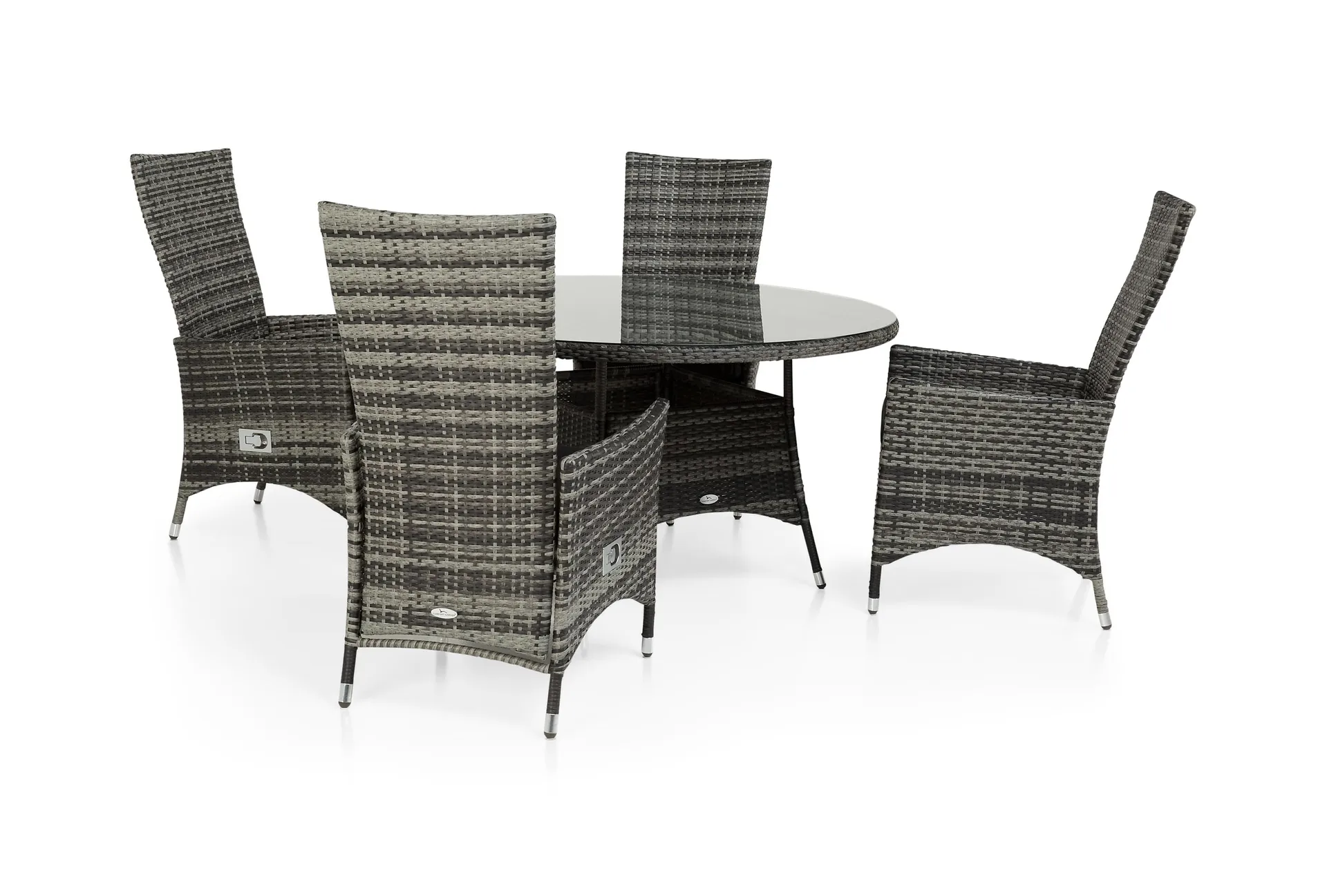 Ruokailuryhmä Thor Ø140 + 4 Jenny Säädettävää Nojatuolia - Harmaa