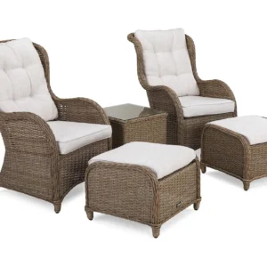 Caféryhmä Marcus + Nojatuolit jalkarahilla + pehmusteet - Luonnonväri