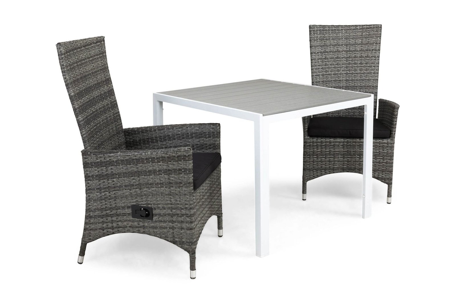Ruokailuryhmä Tunis 90x90 2 Jenny säätötuolia Pehmusteet - Valkoinen/Harmaa/Musta