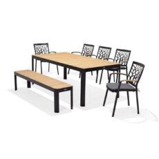 Puutarhakalustesetti Lifestyle Garden Portals 209 cm 5 oksasahatuolia + penkki - 5 oksasahatuolia + penkki