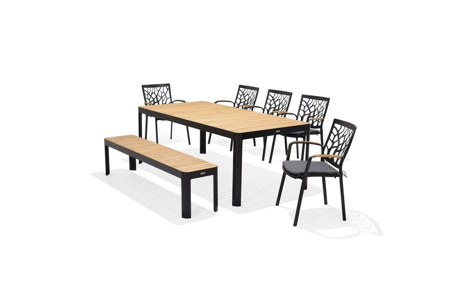 Puutarhakalustesetti Lifestyle Garden Portals 209 cm 5 oksasahatuolia + penkki - 5 oksasahatuolia + penkki