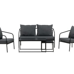 Sopot-oleskeluryhmä ulkokäyttöön 4-istuttava - Musta