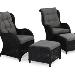 Nojatuoli Marcus Jalkarahilla + pehmuste 2-pak - Musta